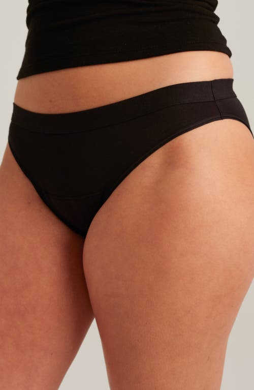 Saalt Leakproof Super Absorbency Stretch Cotton Bikini In Black