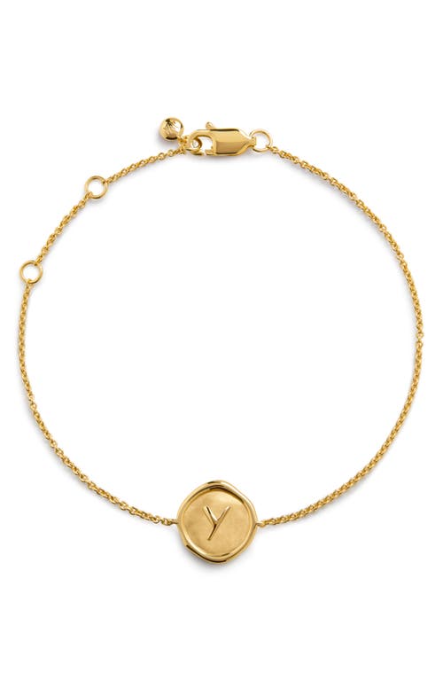 Monica Vinader Initial Stamp Charm Bracelet In 18ct Gold Vermeil Y