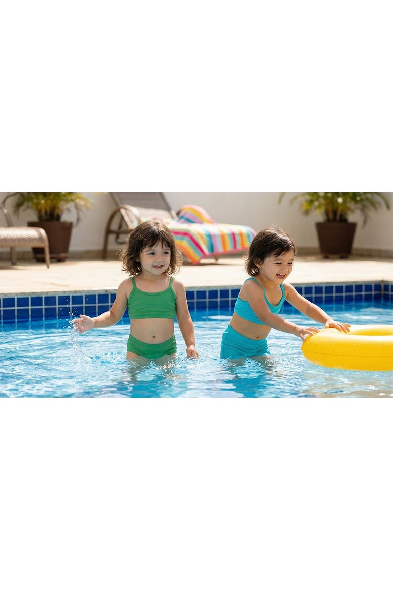 Girls UPF 50+ Bikini Swim Top, Alternate, color, Elf Green