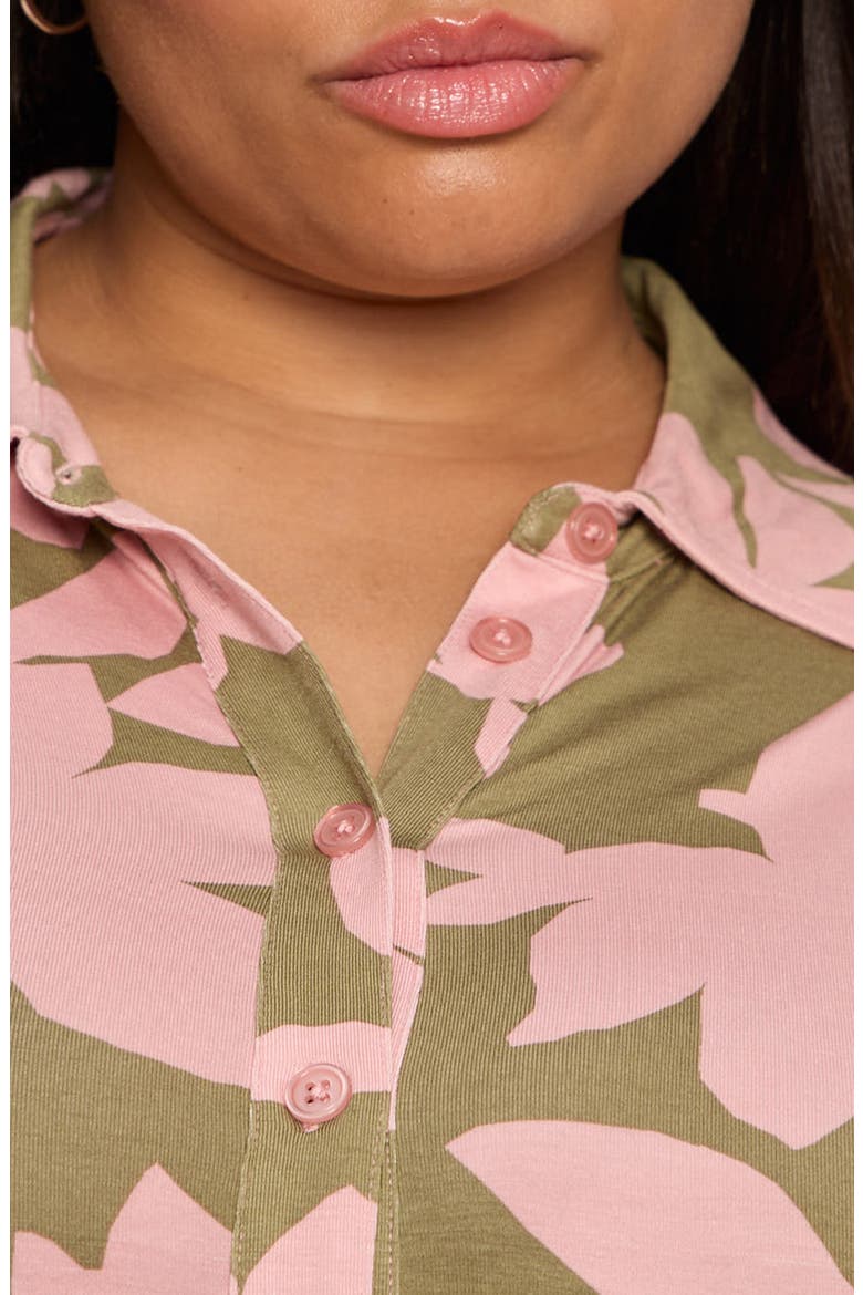 Dreamer Floral Knit Button-Up Shirt, Alternate, color, PINK SILHOUETTE
