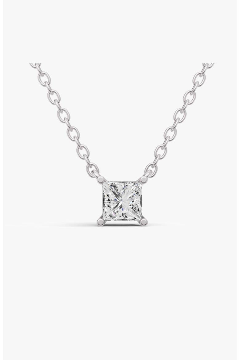 14K Gold 0.5 ct Lab Grown Princess Shape Diamond Pendant, Main, color, White Gold