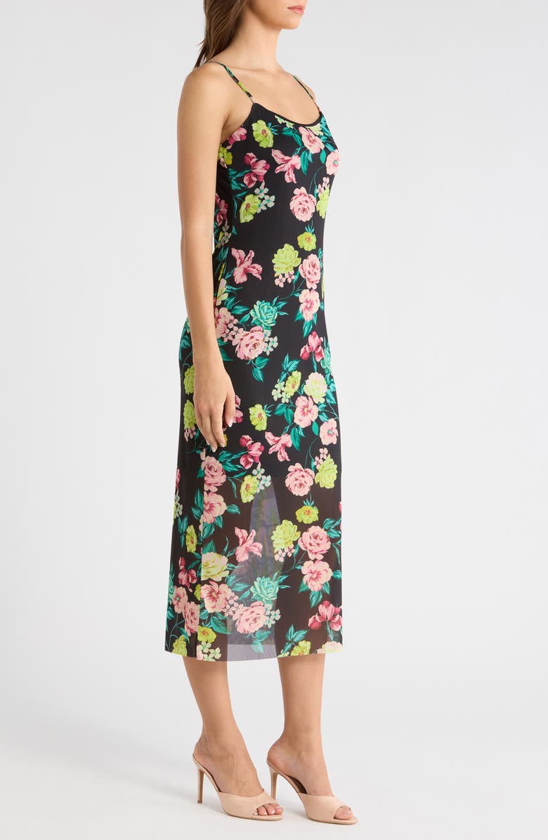 Steve Madden Giselly Floral Print Georgette Slipdress, Alternate, color, Black Ditsy Floral