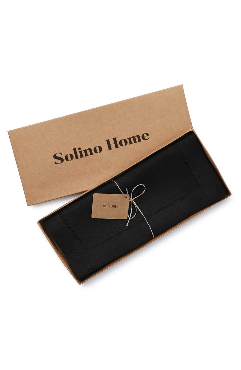 Solino Home Linen Table Runner - Classic Hemstitch, Alternate, color, Black