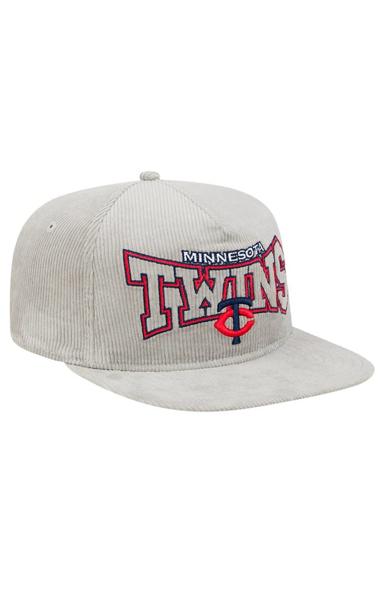 New Era Men's New Era Gray Minnesota Twins Corduroy Golfer Snapback Hat, Alternate, color,