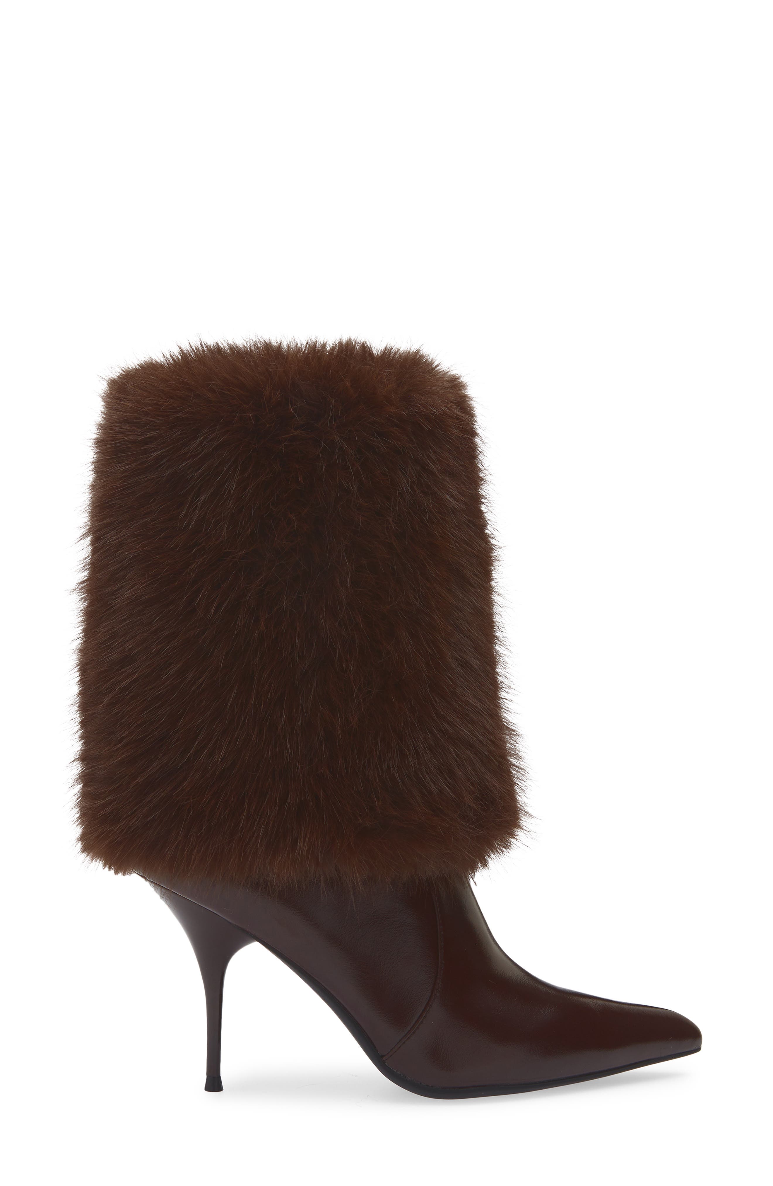Jeffrey Campbell Thermal Faux Fur Cuff Bootie, Alternate, color, Coffee Combo