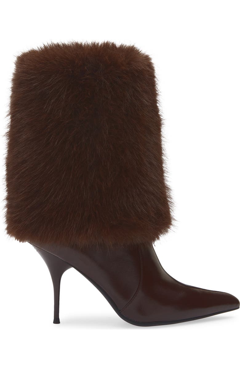 Jeffrey Campbell Thermal Faux Fur Cuff Bootie, Alternate, color, Coffee Combo