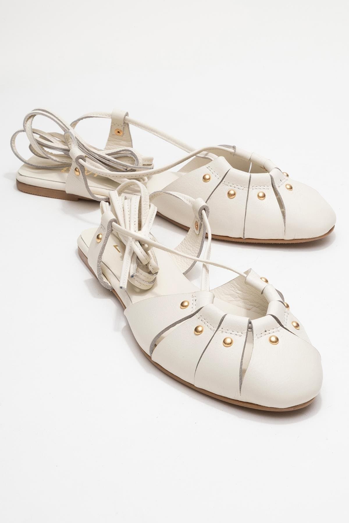 Forever & Always Shoes Daria Leather Ankle Lace-Up Sandal, Alternate, color, Off White