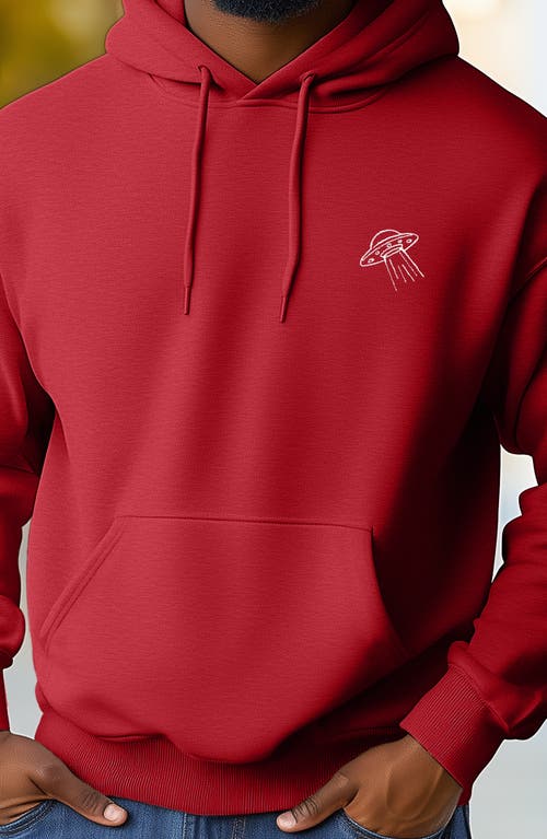Dalix Ufo Fleece Hoodie In Red