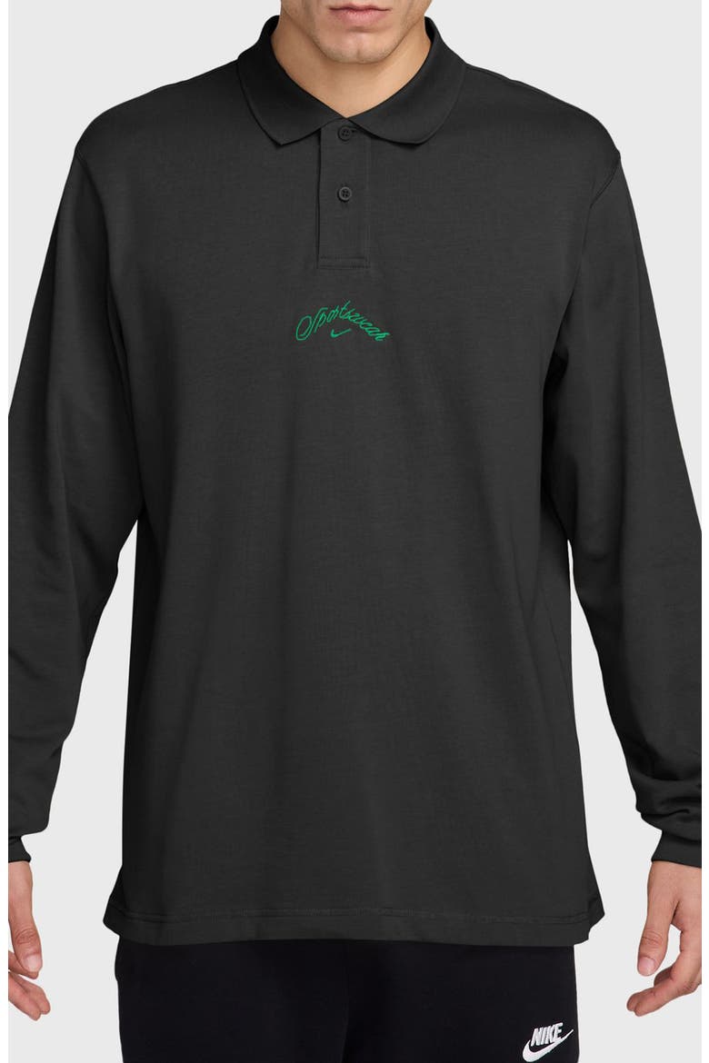 Club Embroidered Cotton Polo, Main, color, BLACK/ MALACHITE