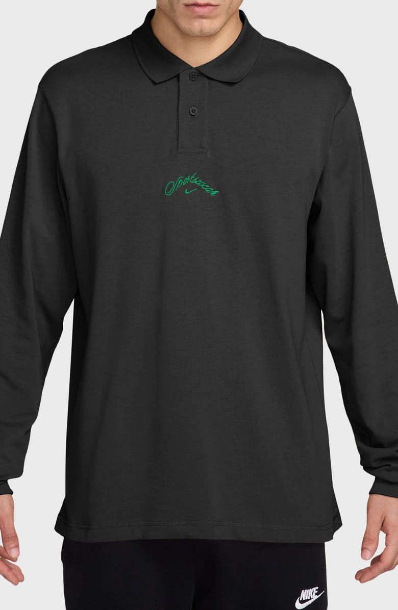 Nike Club Embroidered Cotton Polo, Main, color, Black/ Malachite