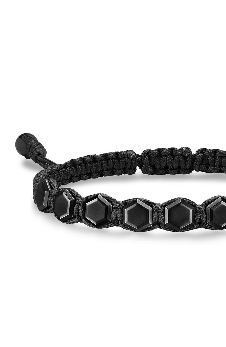 David Yurman Faceted Woven Bracelet in Black Titanium with Black Nylon and Black Onyx, Alternate, color, Alternative Material