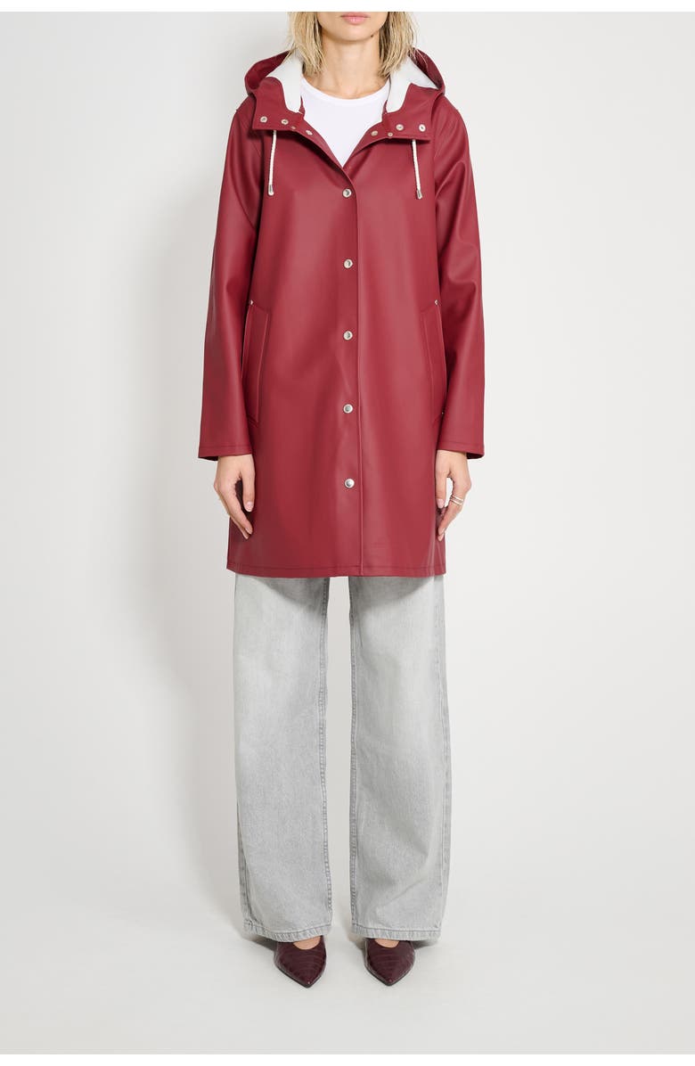 Stutterheim Mosebacke Hooded Long Sleeve Raincoat, Alternate, color, Burgundy
