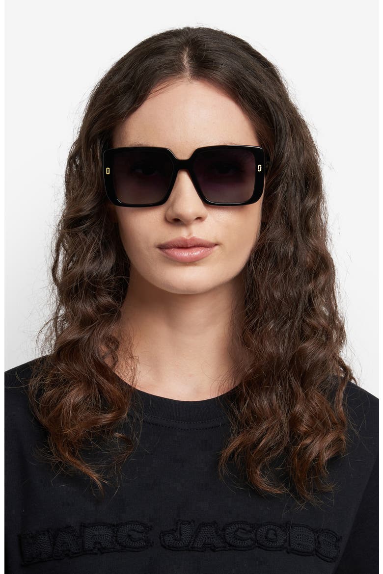 54mm Gradient Square Sunglasses, Alternate, color, BLACK
