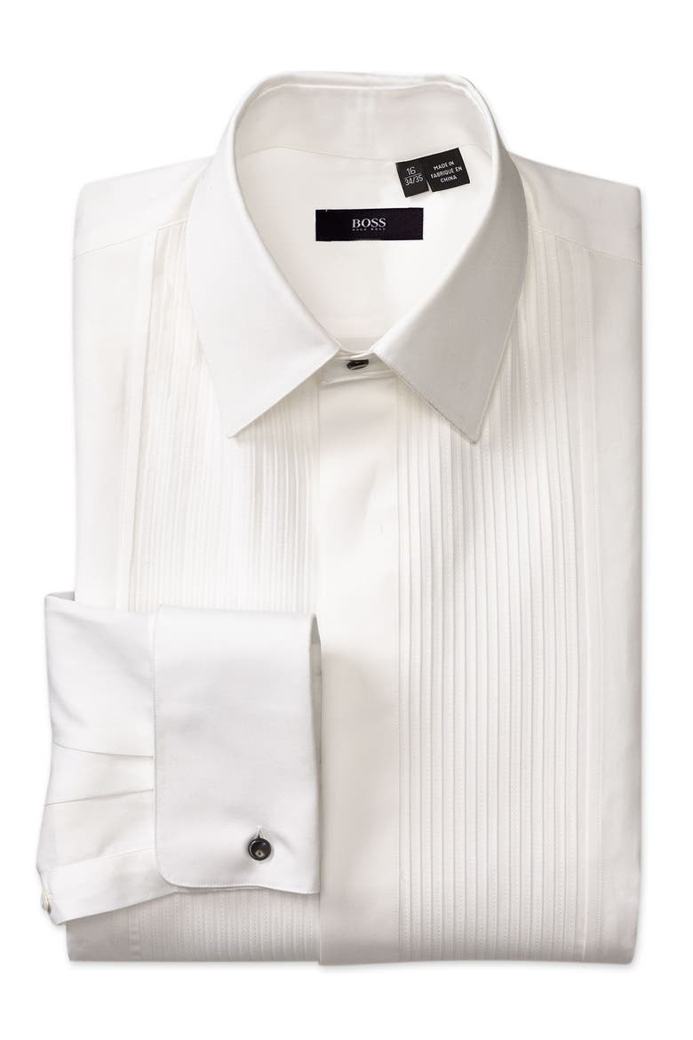 Black Classic Fit Tuxedo Shirt, Main, color, WHITE