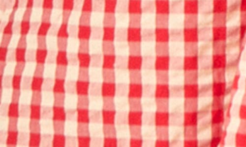 Nobody's Child Nova Gingham Puff Sleeve Linen Blend Midi Dress In Pink