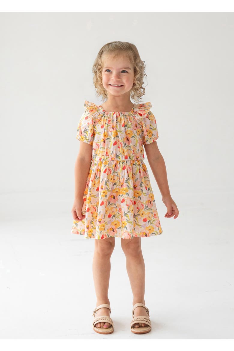 Blooming Florals Short Gathered Sleeve Dress, Alternate, color, Pink
