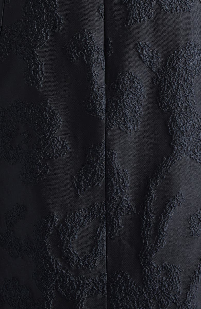 Emilia Wickstead Zarith Off the Shoulder Long Sleeve Bouclé Jacquard Evening Gown, Alternate, color, Black