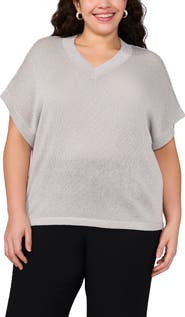 Vince Camuto Metallic V-Neck Sweater