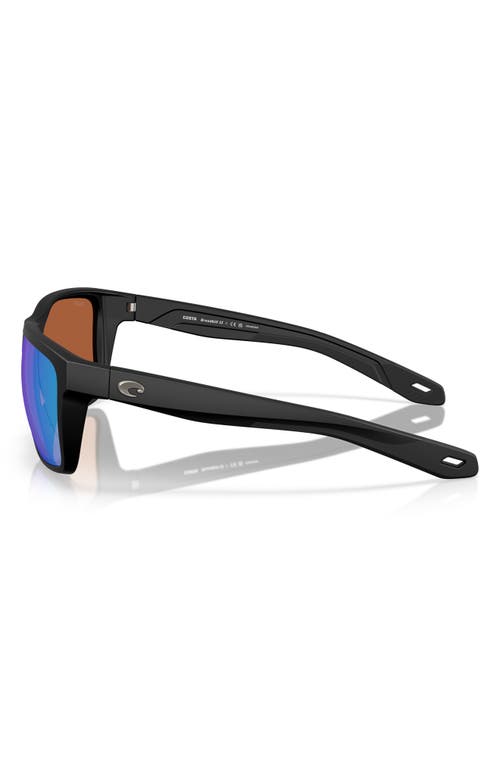 Costa Del Mar Broadbill Ii 58mm Polarized Rectangular Sunglasses In Matte Black/bright Green