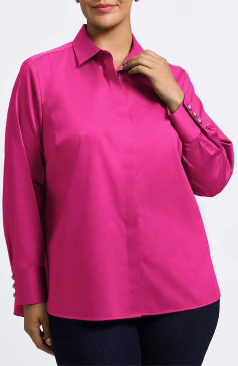 Pearly Bead Button-Up Shirt (Plus)