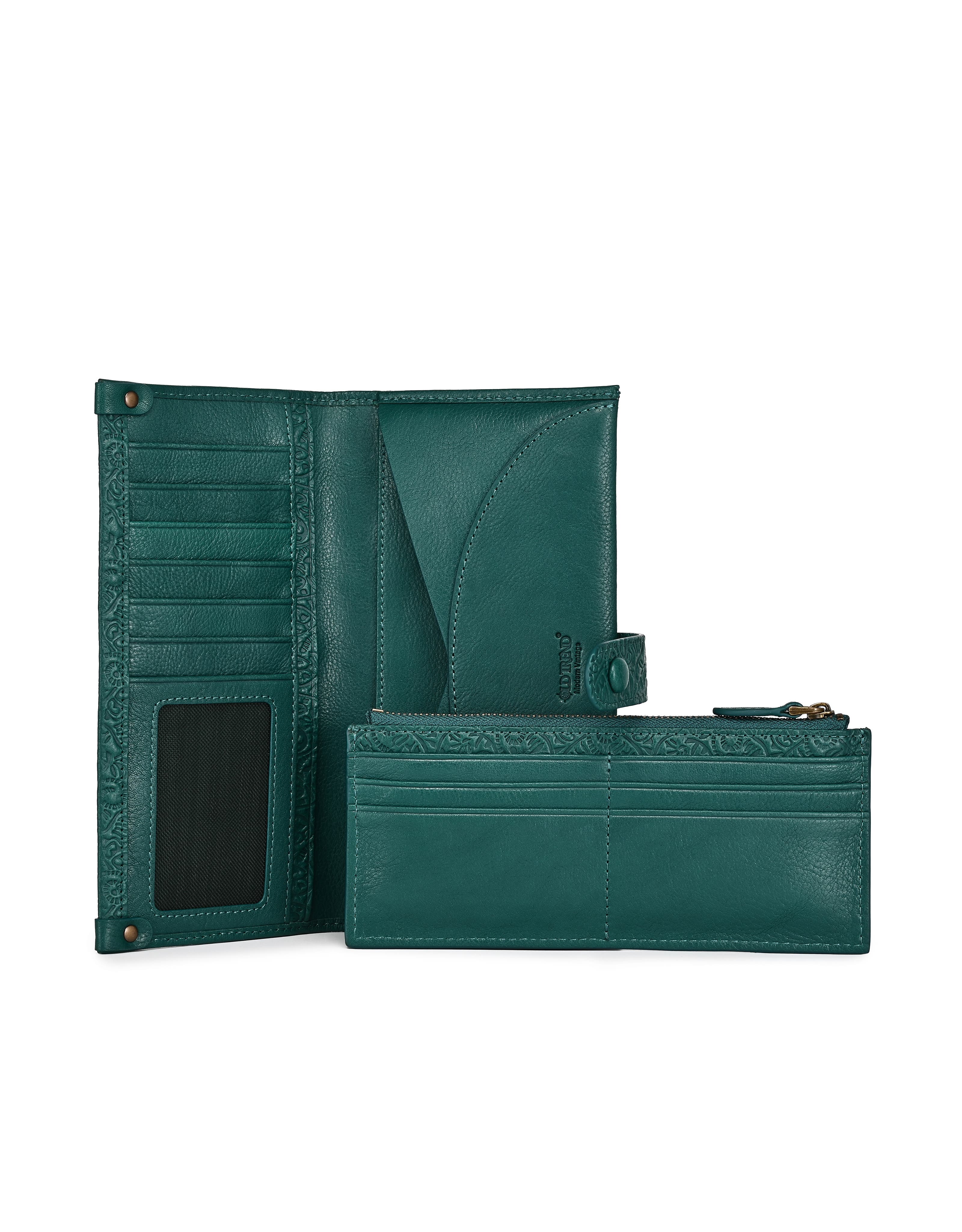 OLD TREND Iris Genuine Leather Modular RFID Wristlet Clutch, Alternate, color, Teal
