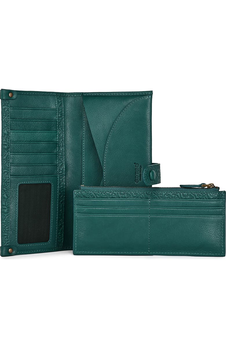 OLD TREND Iris Genuine Leather Modular RFID Wristlet Clutch, Alternate, color, Teal