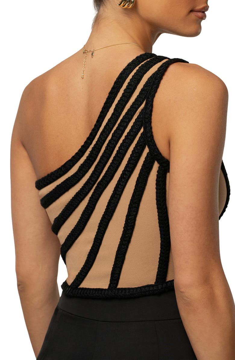 JLUXLABEL Braided One-Shoulder Crop Top, Alternate, color, Black