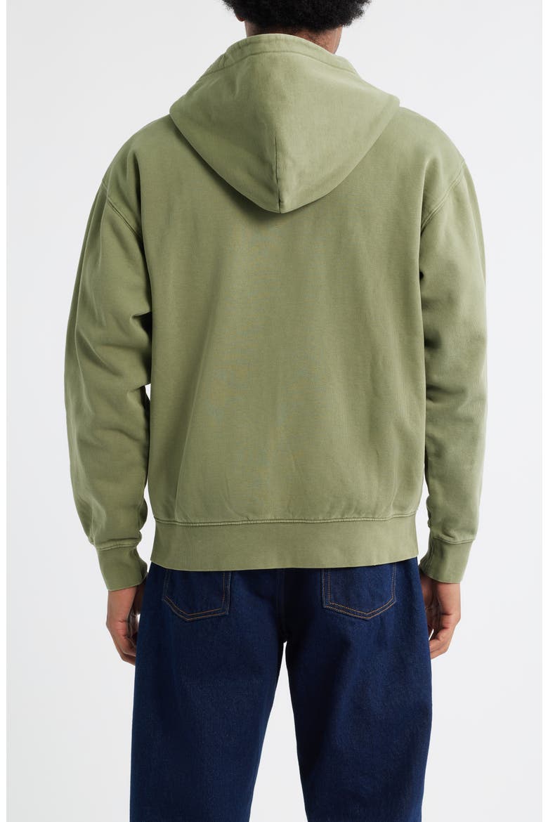 Hybrid Faded Cotton French Terry Zip Hoodie, Alternate, color, DEEP LICHEN GREEN FADED WASH