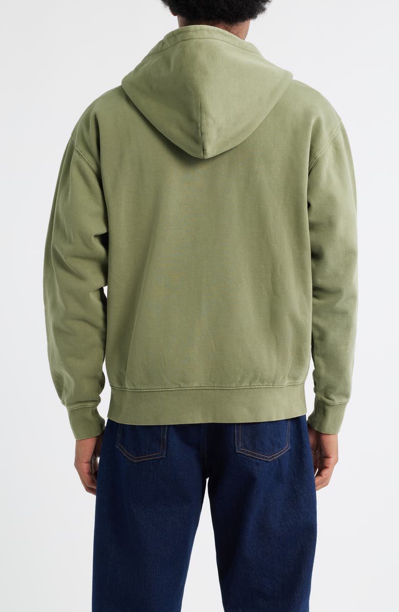 Obey Hybrid Faded Cotton French Terry Zip Hoodie, Alternate, color, Deep Lichen Green Faded Wash