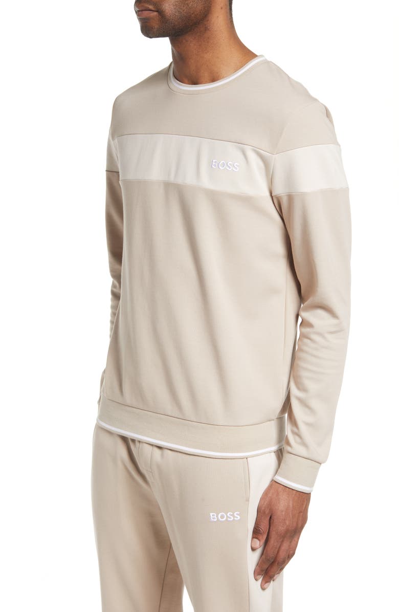 BOSS Tracksuit Crewneck Pajama Sweatshirt, Alternate, color, 