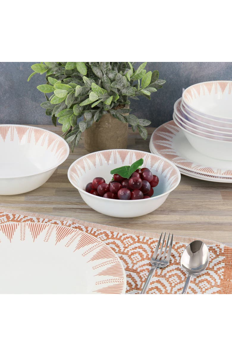 Ultra By Gibson Piper Point 12 Piece Opal Glass Dinnerware Set, Alternate, color, White