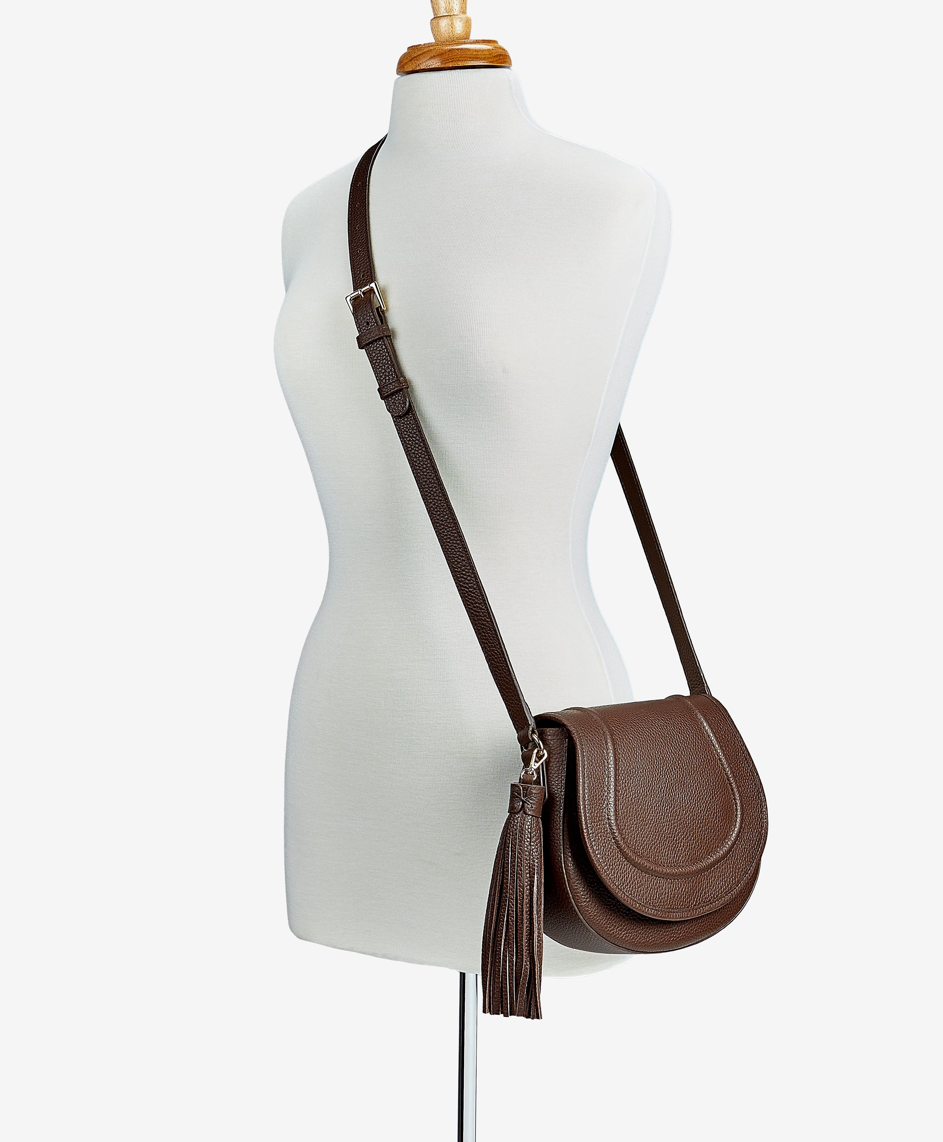 GiGi New York Jenni Saddle Bag Pebble Grain Leather, Alternate, color, Chocolate