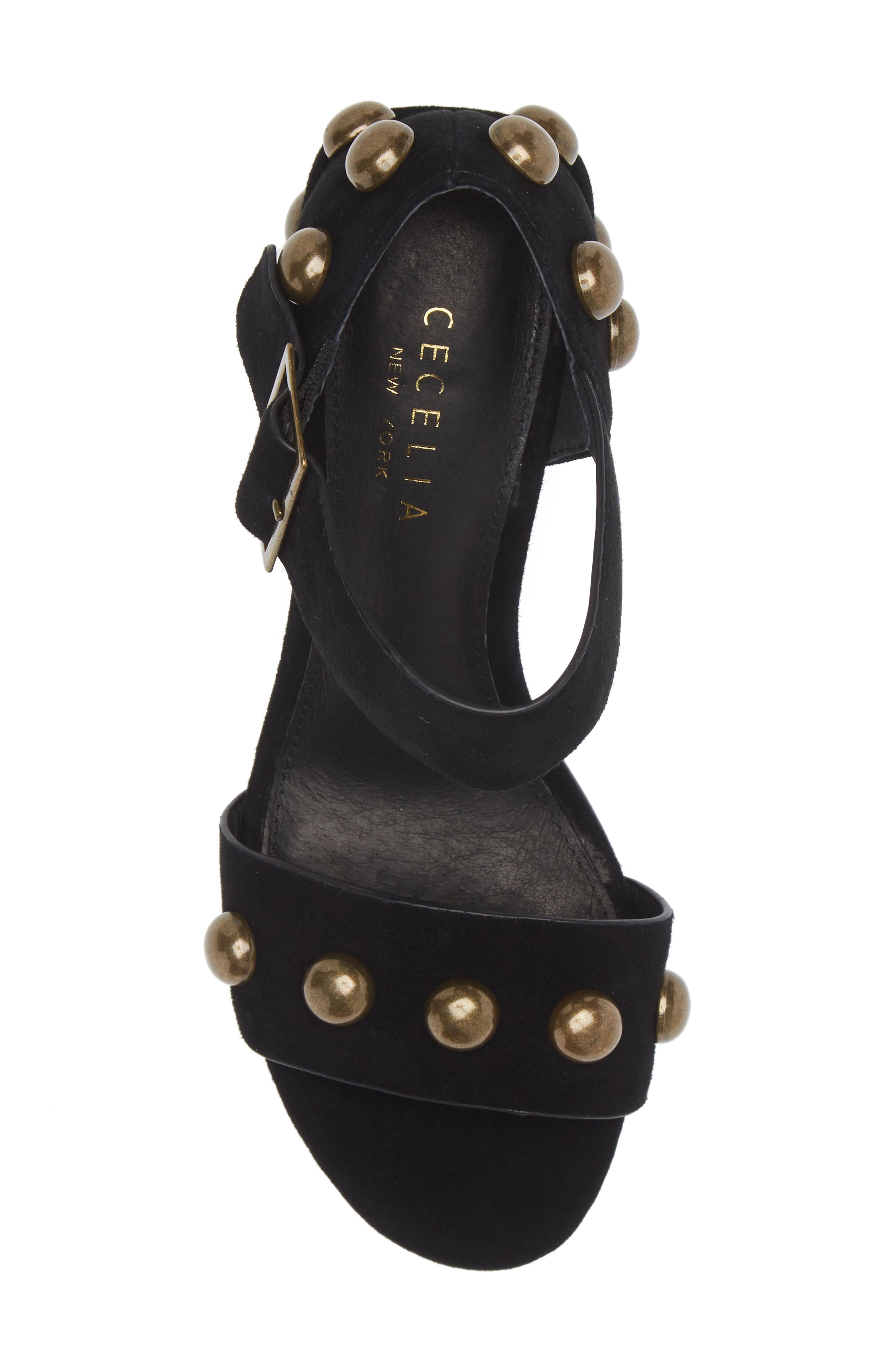Cecelia New York Gail Stud Sandal, Alternate, color, Black Suede