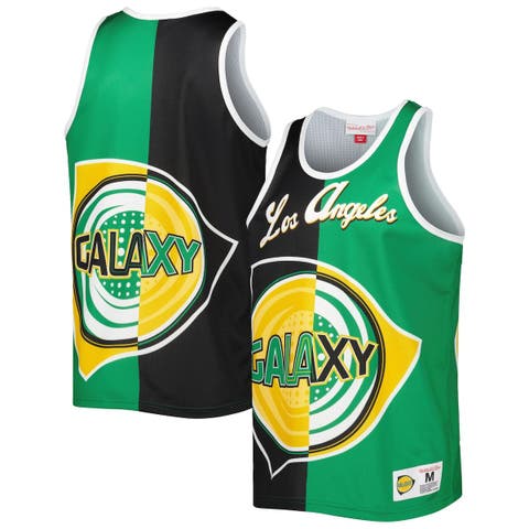 Men's Mitchell & Ness Black/Green LA Galaxy Sublimated Split Logo Tank Top