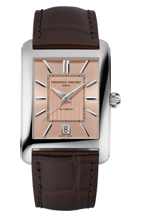 Classics Carrée Automatic Tank Leather Strap Watch, 30mm x 42.3mm
