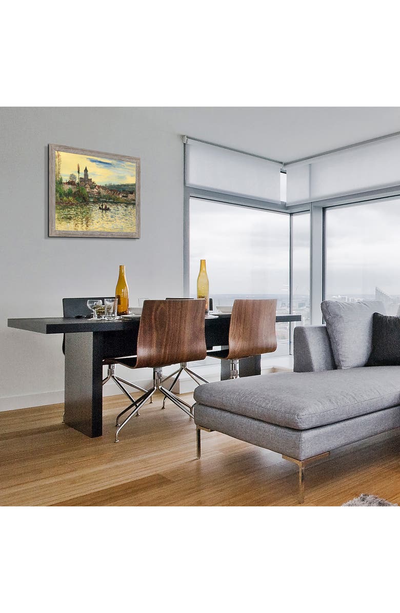 OVERSTOCK ART The Seine at Vetheuil by Claude Monet Hand Painted Oil Reproduction in Metropolitan Pewter Frame, 20" x 24", Alternate, color, 