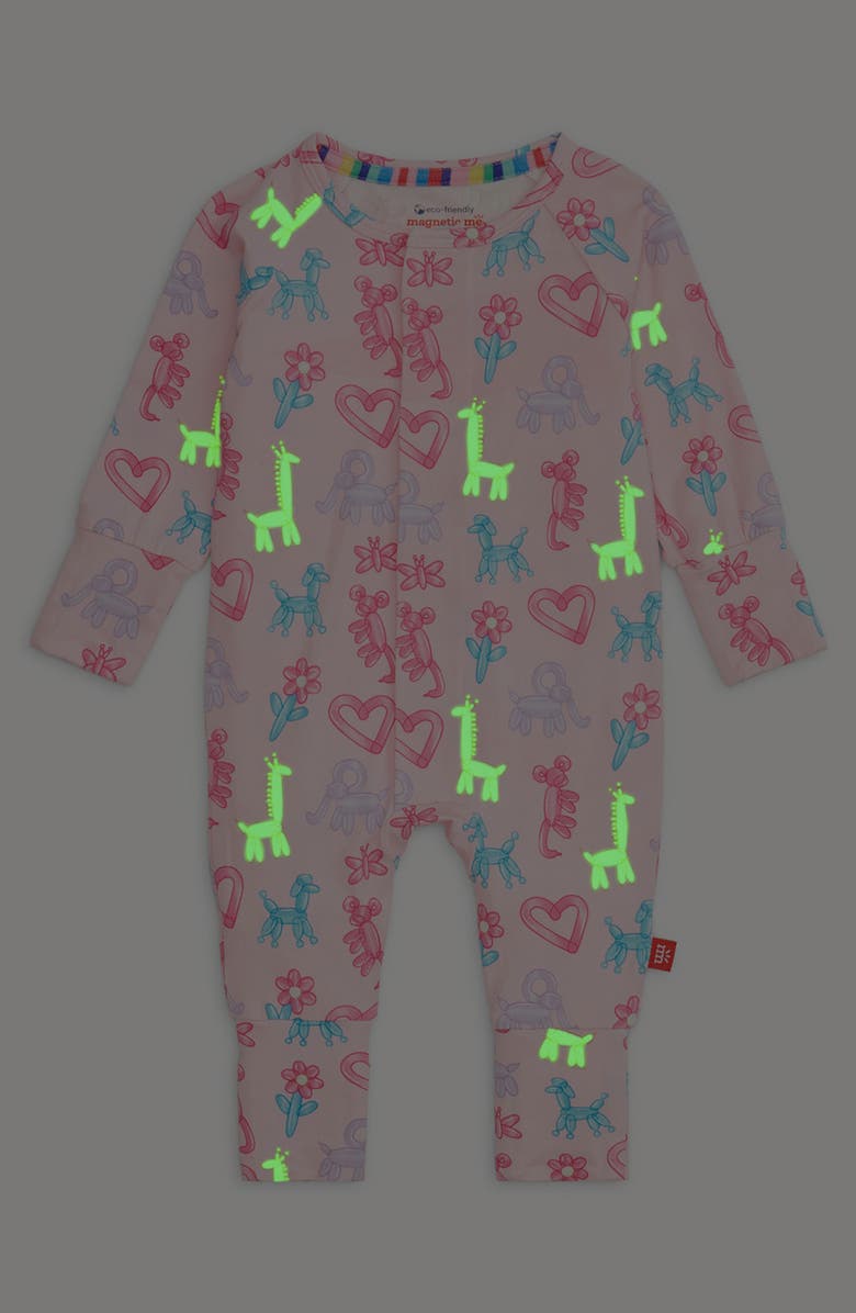 Magnetic Me Party Animals Glow in the Dark Magnetic Convertible Romper, Alternate, color, Pink