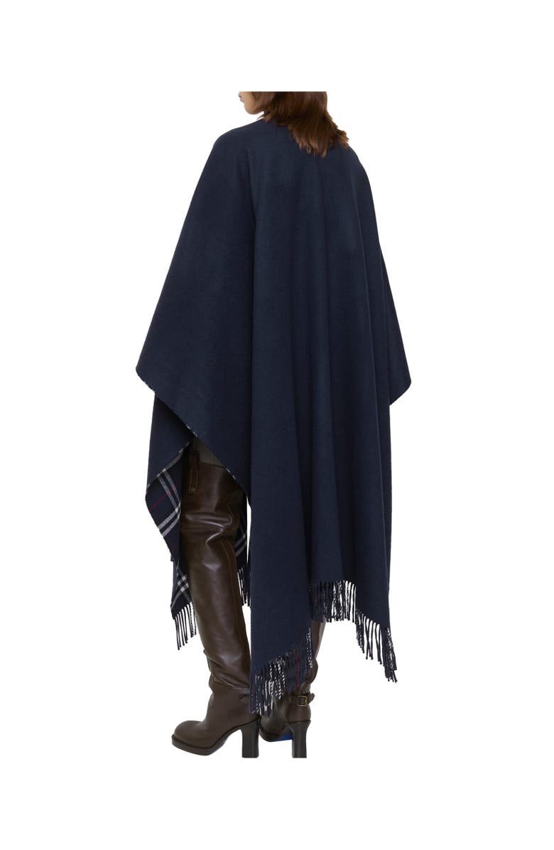 Burberry Reversible Check Wool Cashmere Cape, Alternate, color, Ink Blue