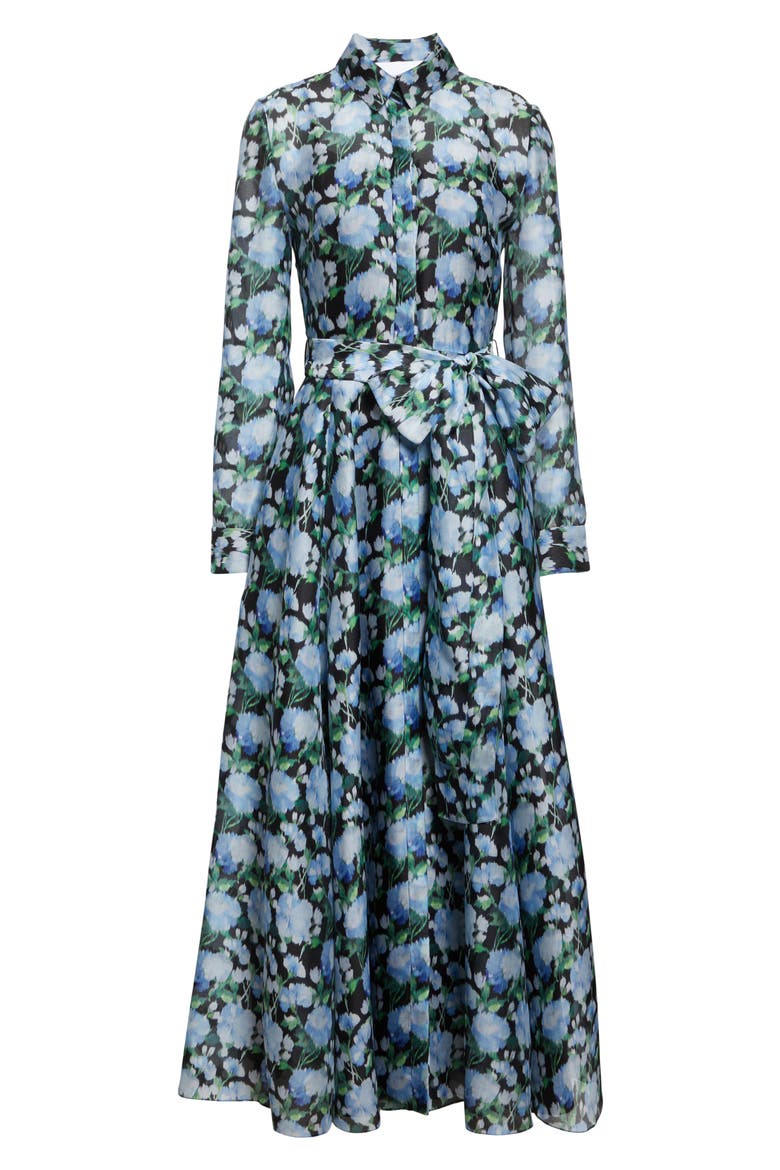 Floral Print Long Sleeve Trench Dress, Alternate, color, BLUE MULTI COLOR