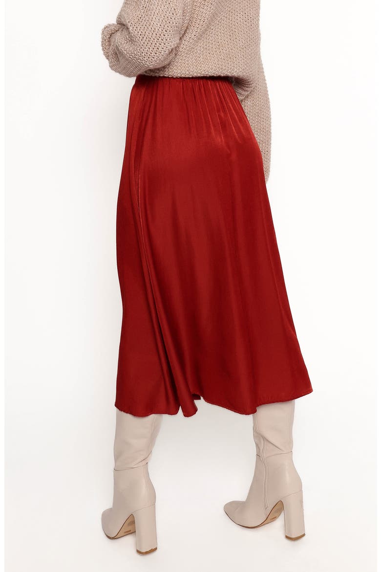 Ava High Waist Button Front Midi Skirt, Alternate, color, RUST