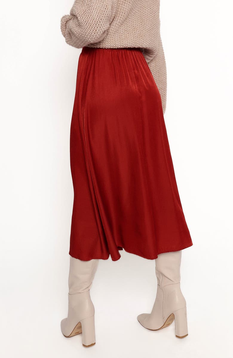 Petal & Pup Ava High Waist Button Front Midi Skirt, Alternate, color, Rust