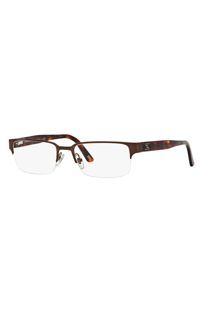 Versace 53mm Rectangle Optical Glasses, Alternate, color, Brushed Brown