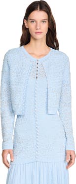 SANDRO Cropped pearled cardigan