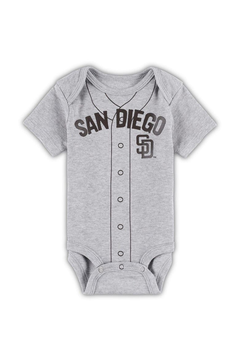 Newborn & Infant White/Heather Gray San Diego Padres Little Slugger Two-Pack Bodysuit Set, Alternate, color, White
