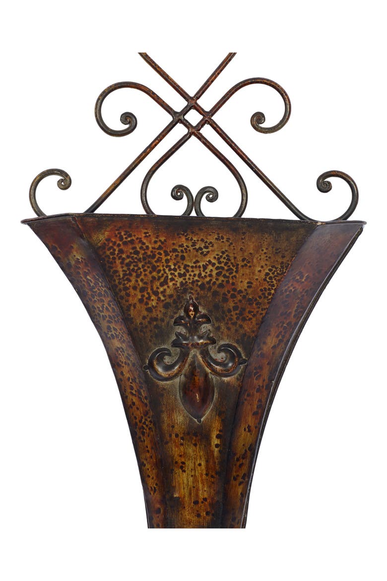 Brown Metal Indoor Outdoor Hanging Scroll Wall Planter - Set of 2, Alternate, color, BROWN