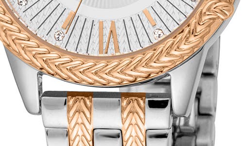 Roberto Cavalli Two-tone Crystal Bracelet Watch, 30mm In Two Tone Silver And Rose Gold