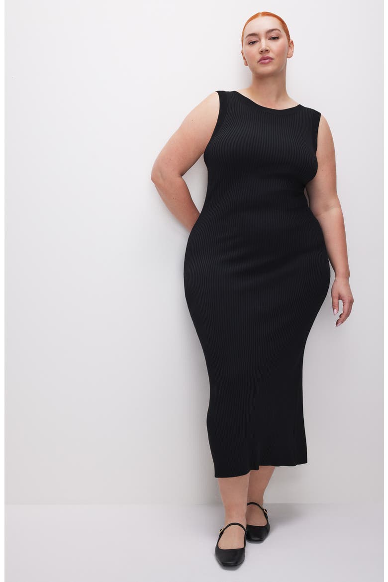 Shine Scoop Back Ribbed Tank Dress, Alternate, color, BLACK001