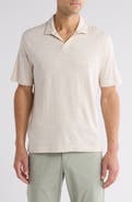 NORDSTROM RACK Short Sleeve Cotton & Linen Blend Johnny Collar Polo