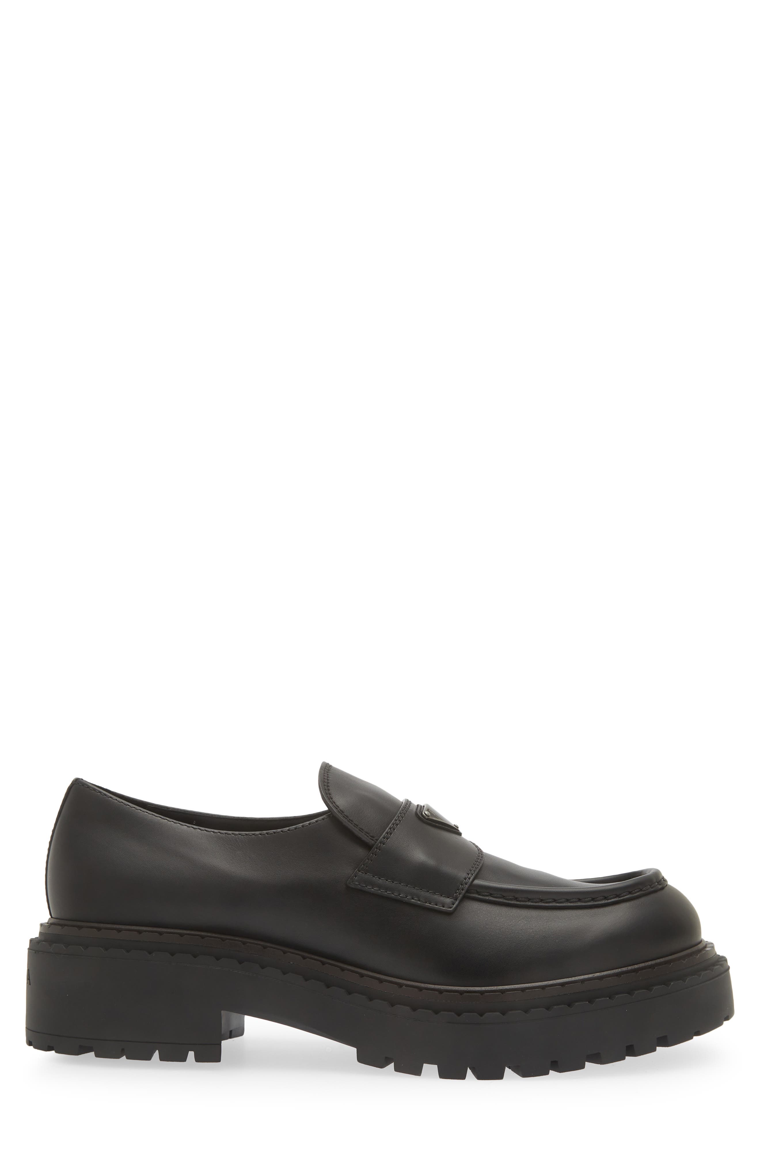 Prada Double Chocolate Platform Loafer, Alternate, color, 