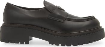 【PRADA】ロゴ Double Chocolate レザー 厚底 ローファー PRADA】ロゴ Double Chocolate レザー 厚底 ローファー (PRADA